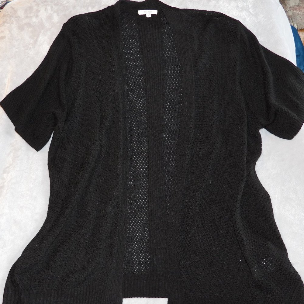 Maurices Open Knit Short Sleeve Cardigan - Black